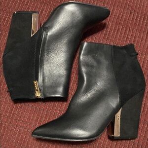 IMAN LEATHER AND SUEDE BOOTIES